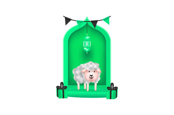 3D Eid Al Adha Decoration Design Vector