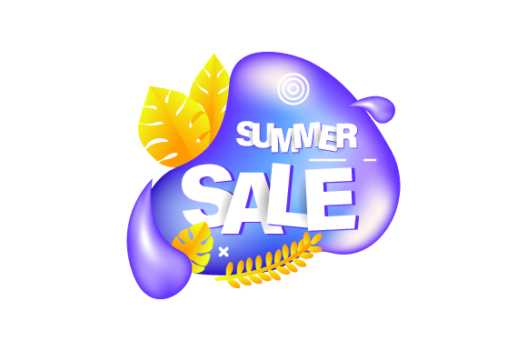 3D Memphis Summer Sale Banner Design