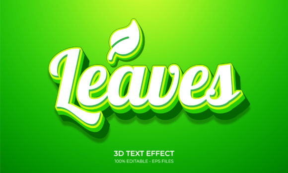 Editable 3D Text Effect Leaves for Design