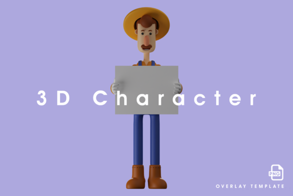 Farmer Cartoon Holding a White Paper