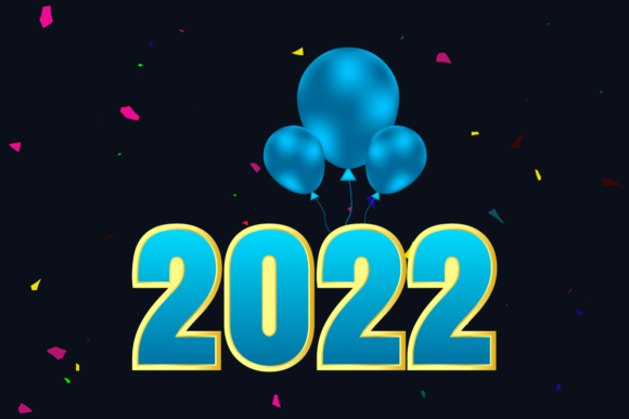 New Year 2022 Text Colorful Background