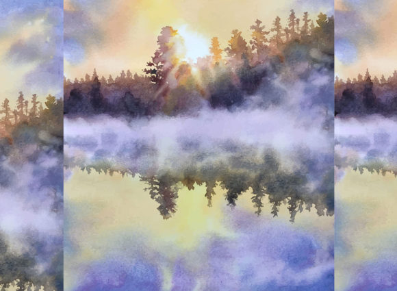 Watercolor Nature and Sky Reflection: A Practical Review of the Vector Collection